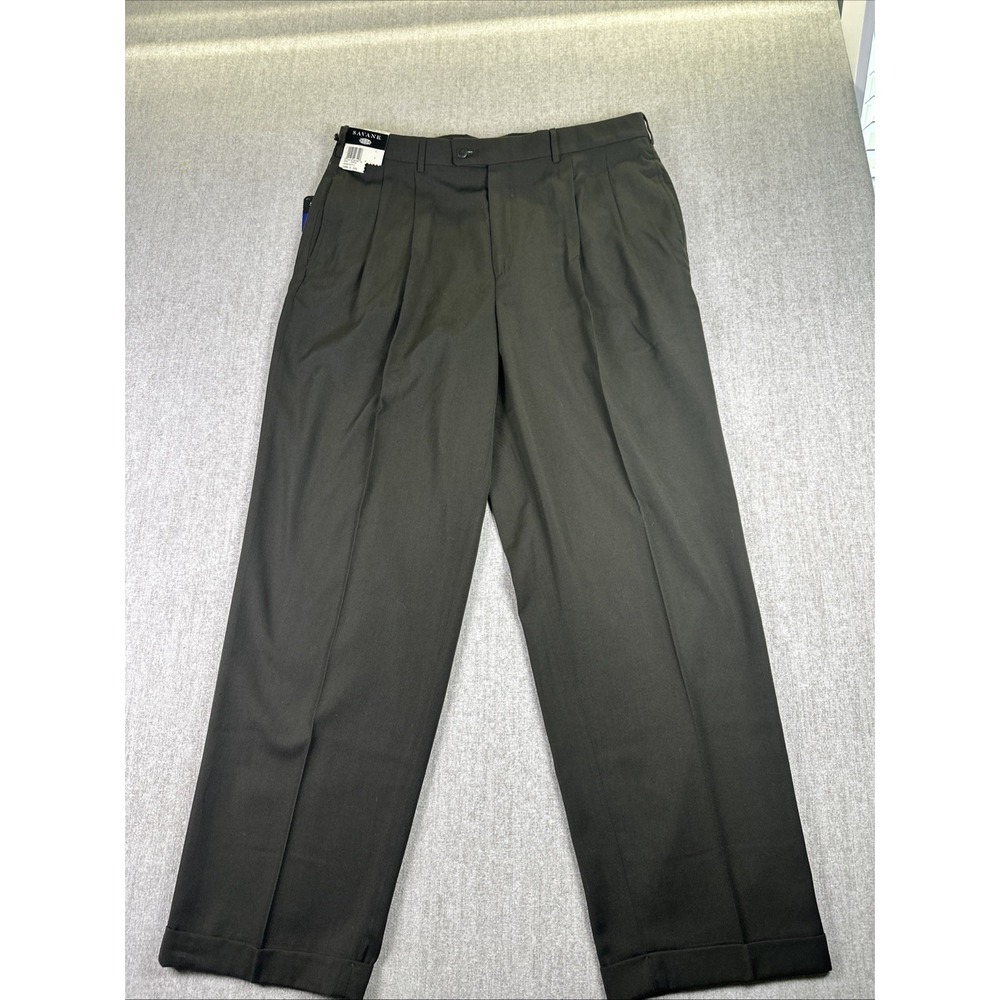 Savane Dress Pants Men‎ 38x32 Black Pleated Performance Straight Leg 42873711
